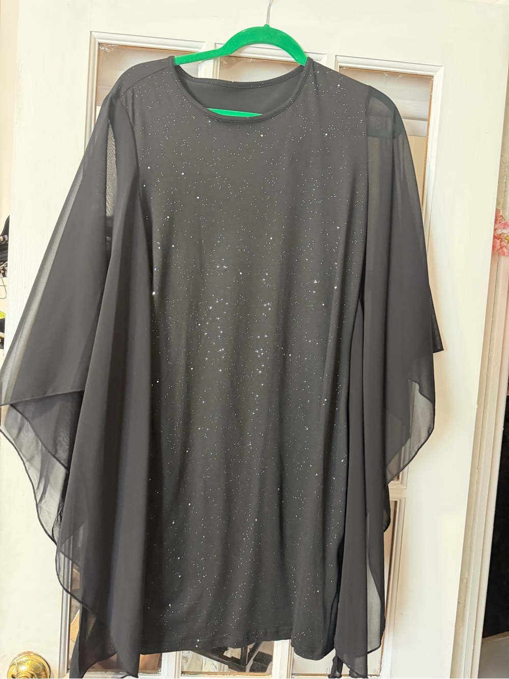 Black Sparkle Chiffon Overlay Tunic